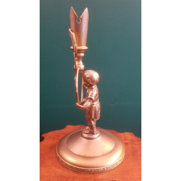 Vintage Cromwell Plate Co. Candlestick Boy Holding Hoop & Laurels 6.5" - Picture 7 of 7